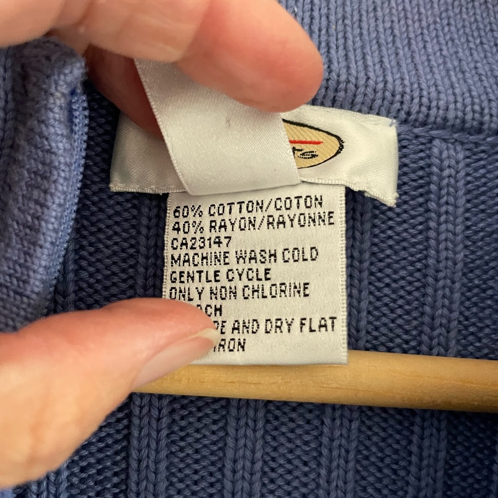 Talbots Purple/Blue Zip-Up Textured Sweater - Picture 3 of 5
